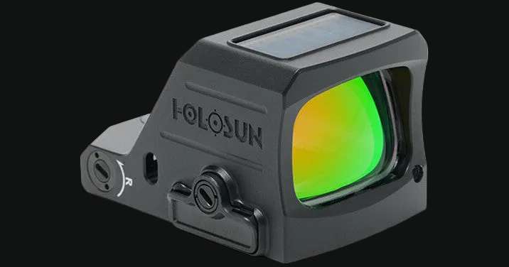 Holosun multi-reticle red dot sight with green illuminated window