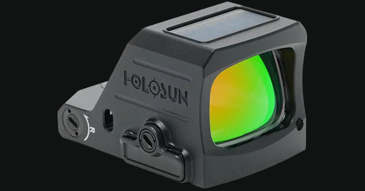 Holosun multi-reticle red dot sight with green illuminated window