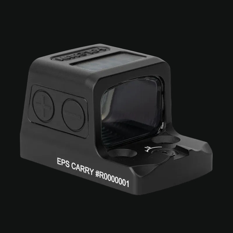 Enclosed red dot reflex sight, top solar panel, side mounting lever