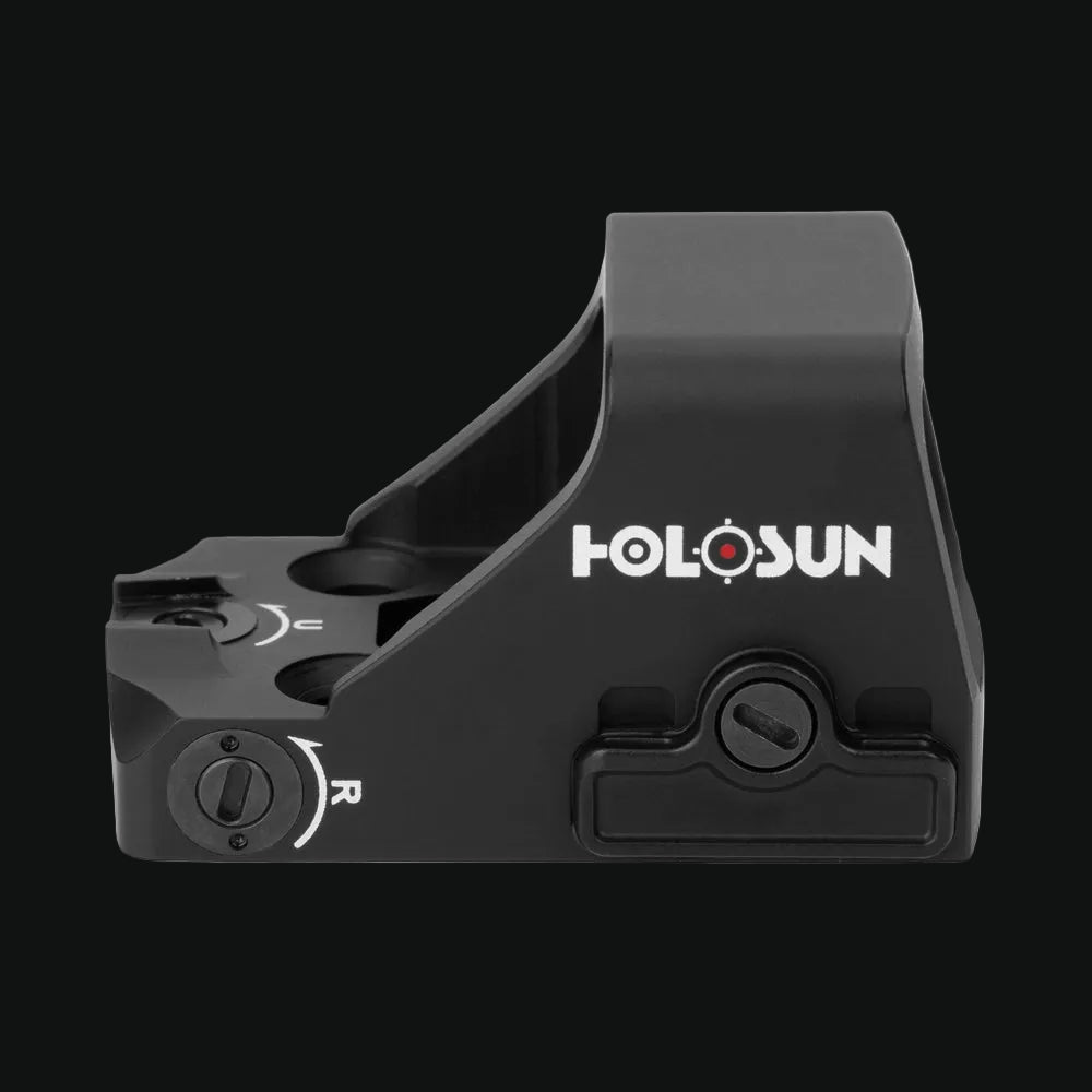 Holosun HE407K-X2 green dot sight, side controls and rear adjustment dial
