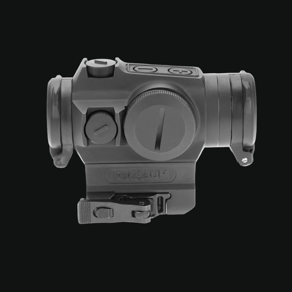 Holosun circle-dot red dot sight with QD mount, top controls and front lens