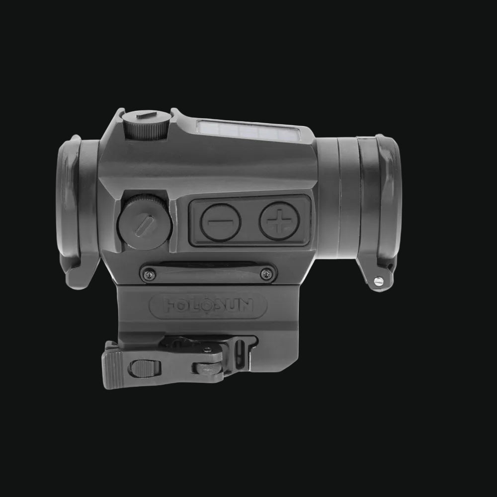 Holosun HE515CT-GR green circle dot sight, dark gray front view with mounting base