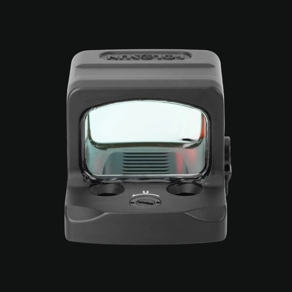 Enclosed red dot sight with large front window and top rail