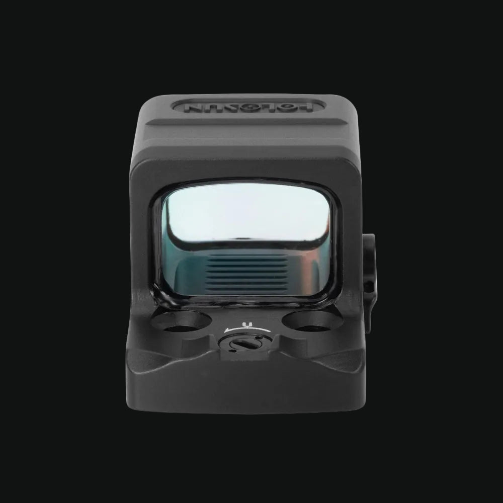 Enclosed dot sight front lens window with hood and mounting screws, black finish