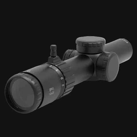 LPVO riflescope with magnification ring and objective lens housing