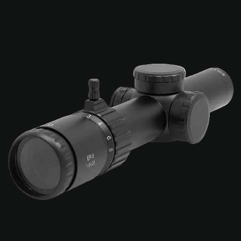 LPVO riflescope with magnification ring and objective lens housing