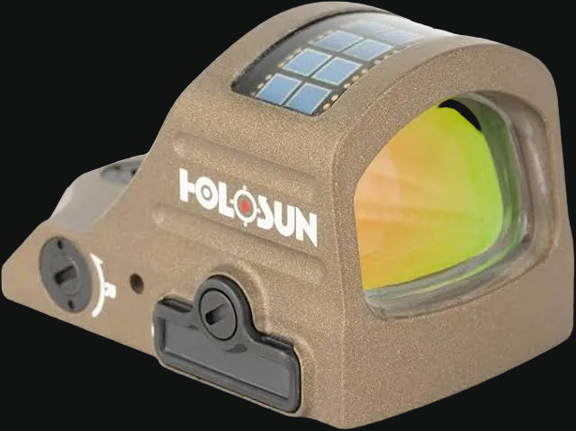 Tan Holosun solar red circle dot sight with tinted lens window