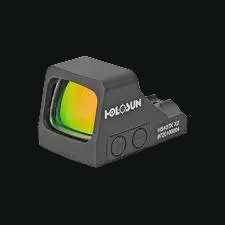 HOLOSUN enclosed reflex sight with green circle-dot window and side control dials