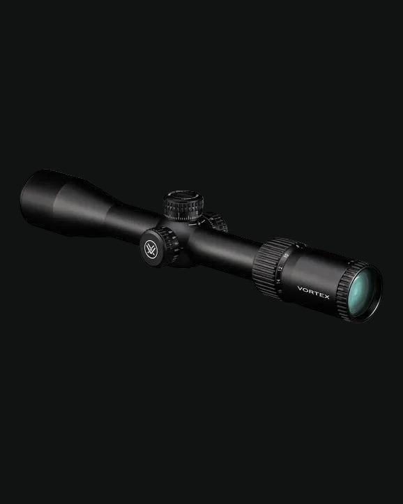 Vortex Diamondback riflescope, black scope with front objective lens and side turret