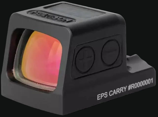Enclosed red dot reflex sight with tinted window and side controls