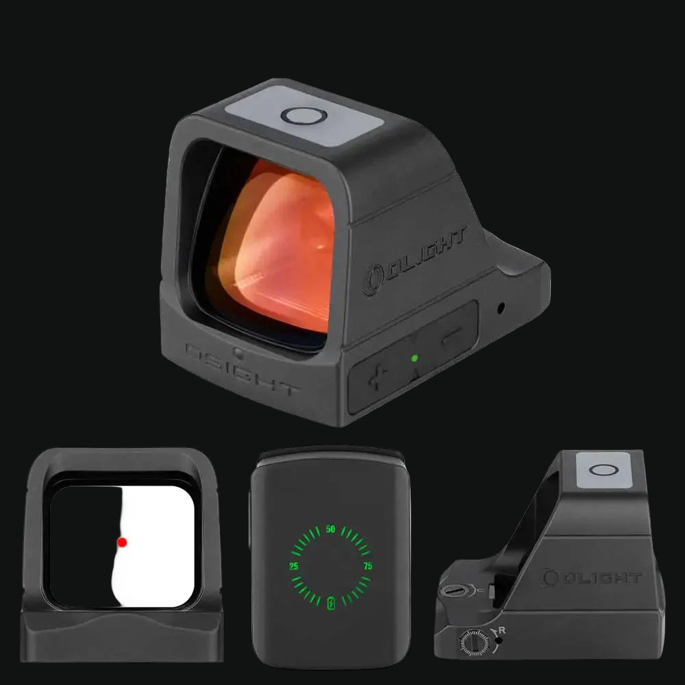 Olight Osight X red dot sight kit with lens window, covers, and side controls