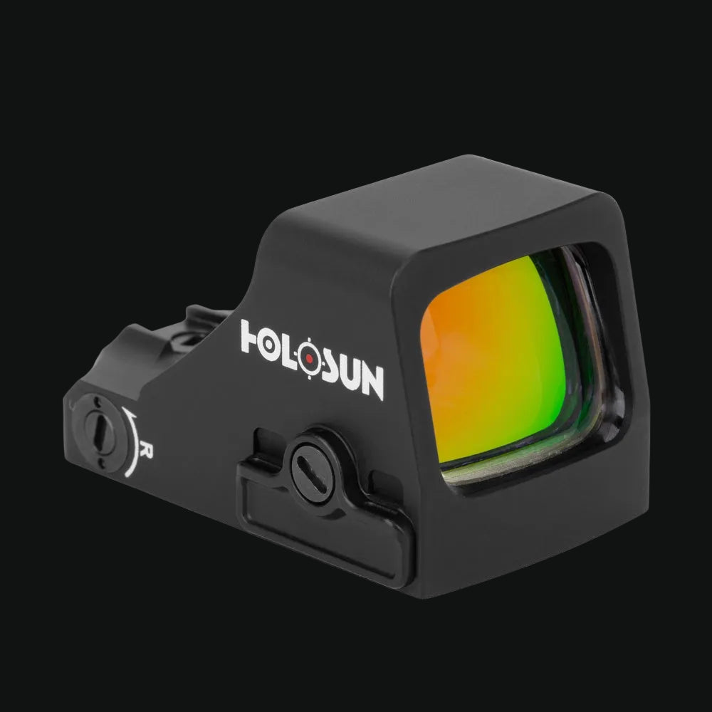 Holosun HE407K-X2 green dot sight with colorful lens and side mounting button