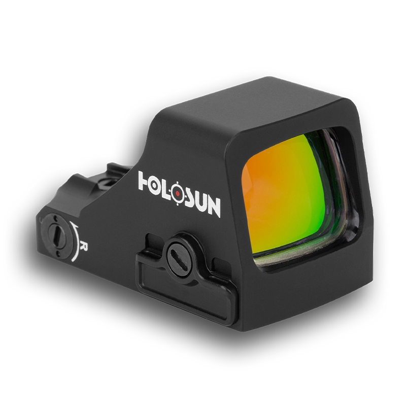 HOLOSUN red dot sight with green circle-dot reticle, black body and viewing window