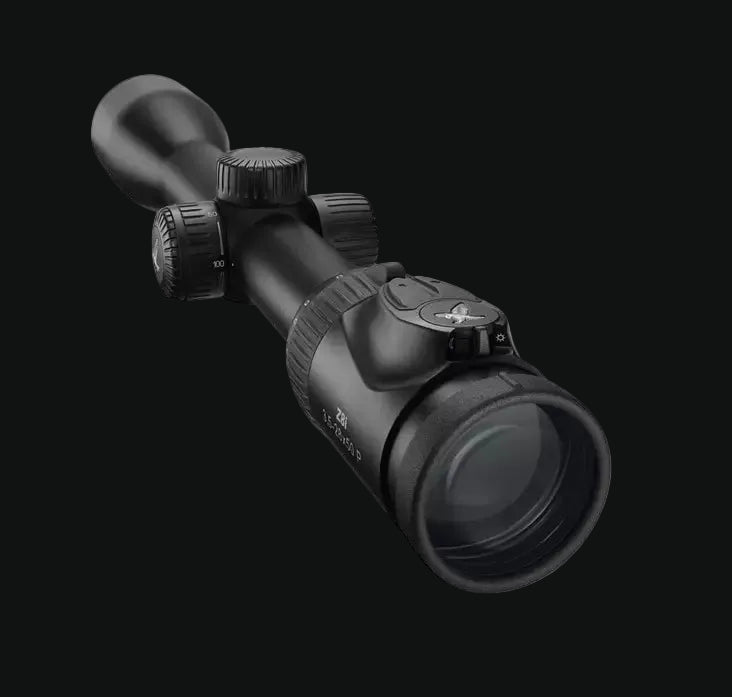Swarovski Optik Z8i riflescope side view with magnification and elevation knobs