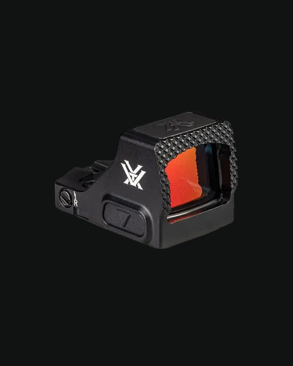 Micro compact reflex red dot sight, black housing with orange aiming window